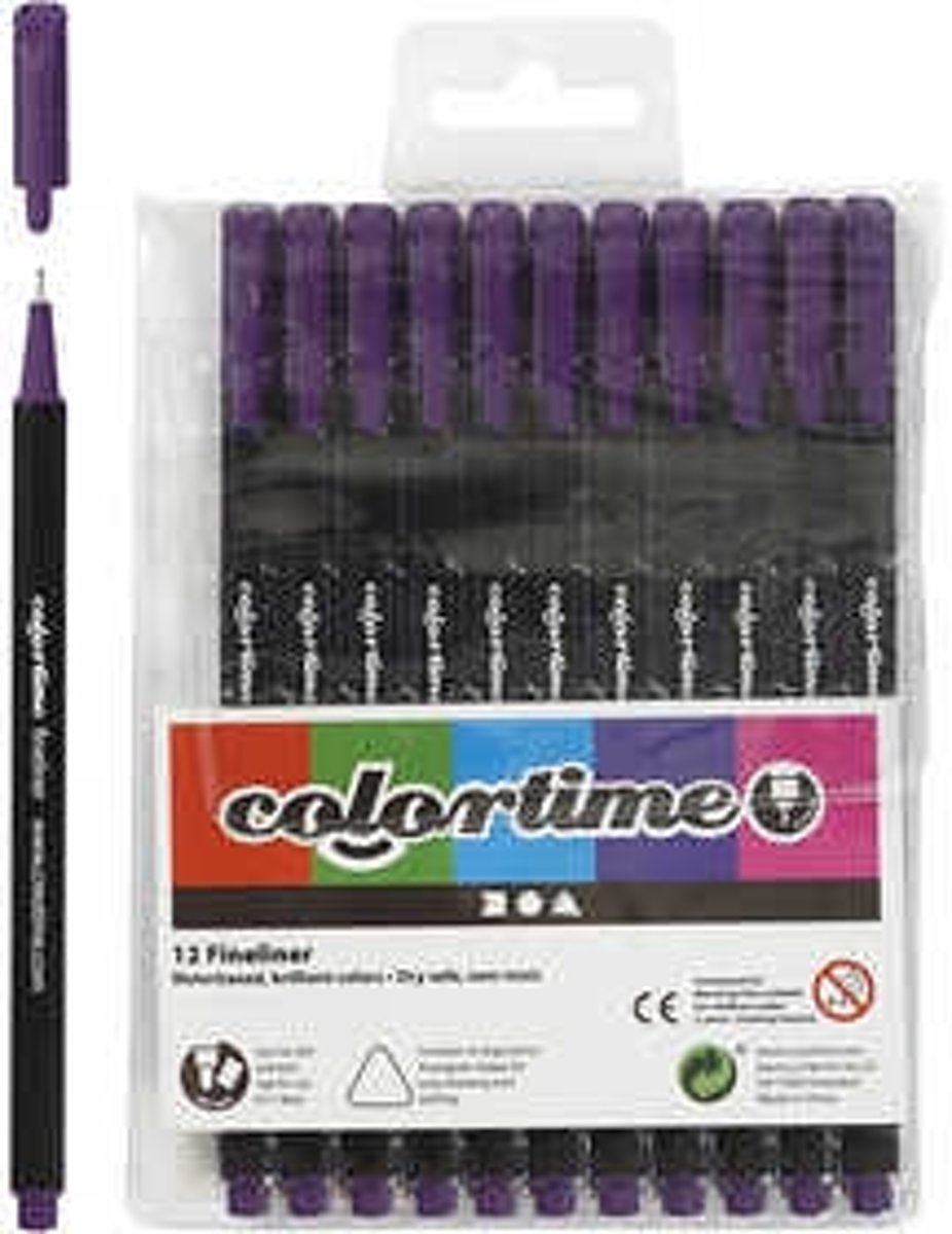 Colortime Fineliner, lijndikte: 0,6-0,7 mm, paars, 12stuks [HOB-373636]